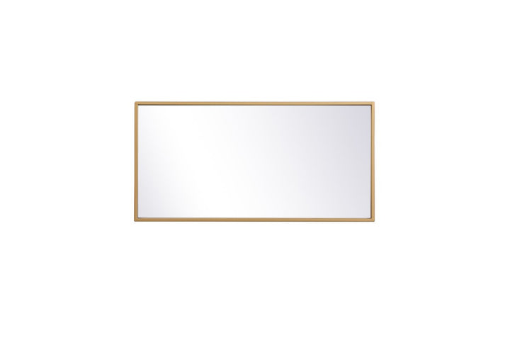 Metal Frame Rectangle Mirror 14X28 Inch In Brass