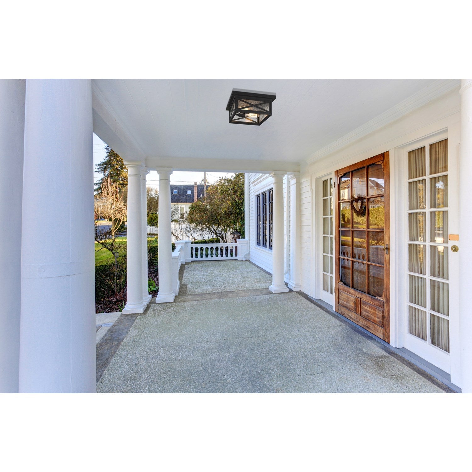 2 Light Outdoor Flush Ceiling Mount Fixture