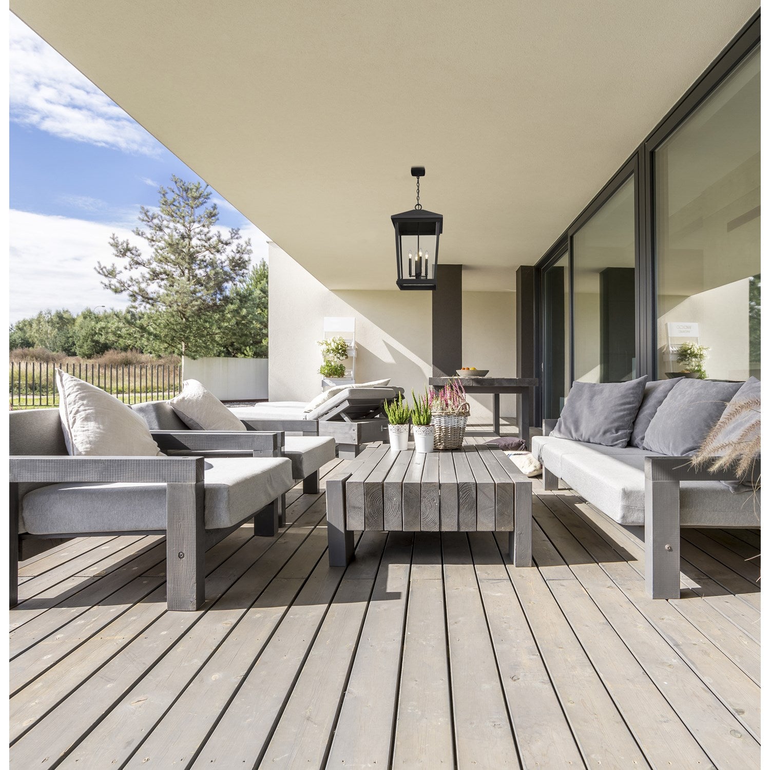 4 Light Outdoor Chain Mount Ceiling Fixture