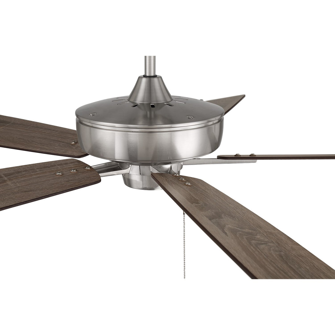 60in Super Pro 60 in Brushed Polished Nickel w/ Driftwood/Grey Walnut Blades