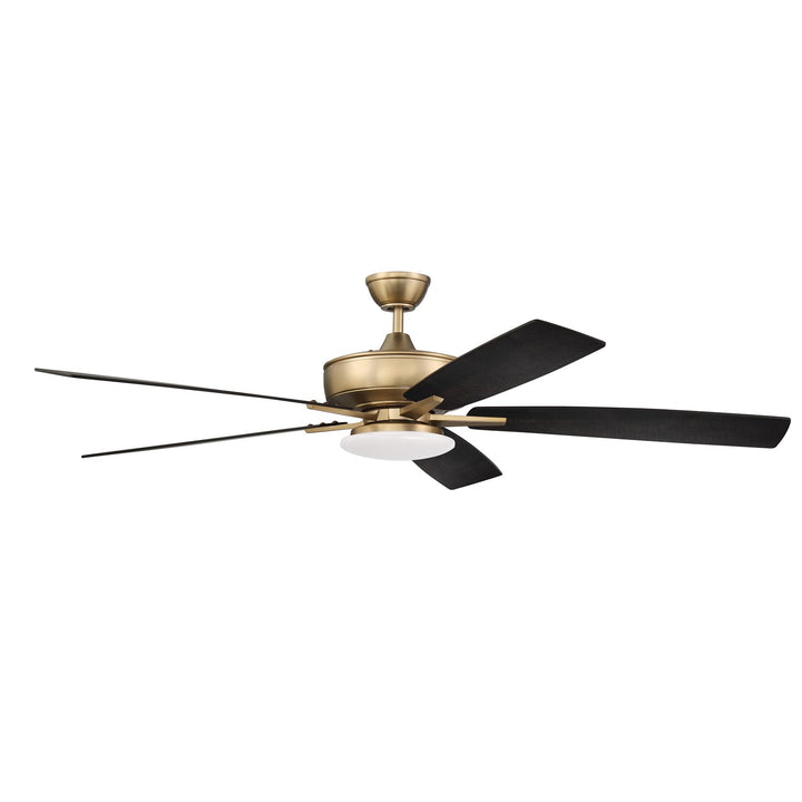 60in Super Pro 112 in Satin Brass w/ Black Walnut/Flat Black Blades by Craftmade