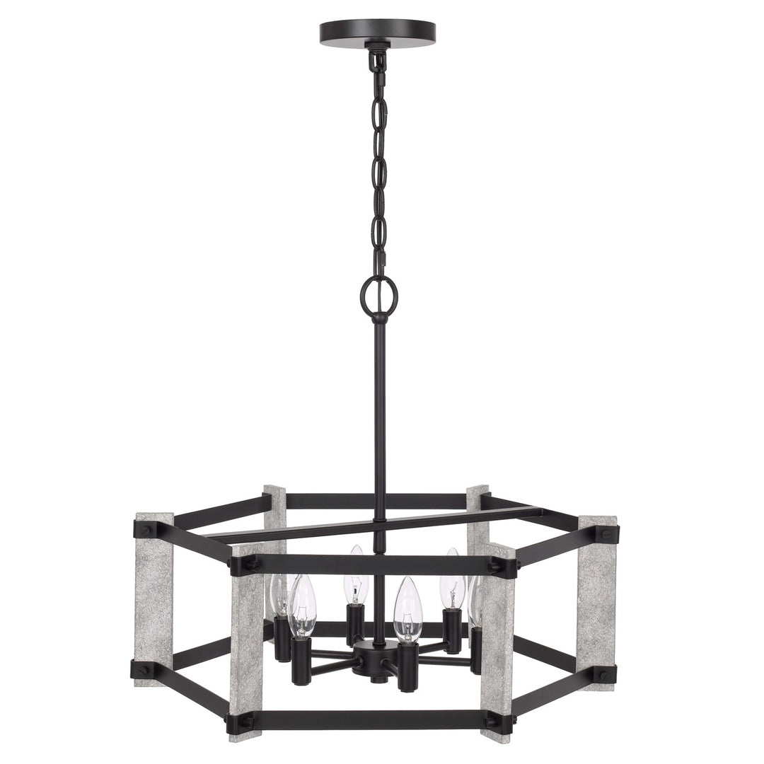 60W X 6  Hammered Metal Chandelier by CAL Lighting
