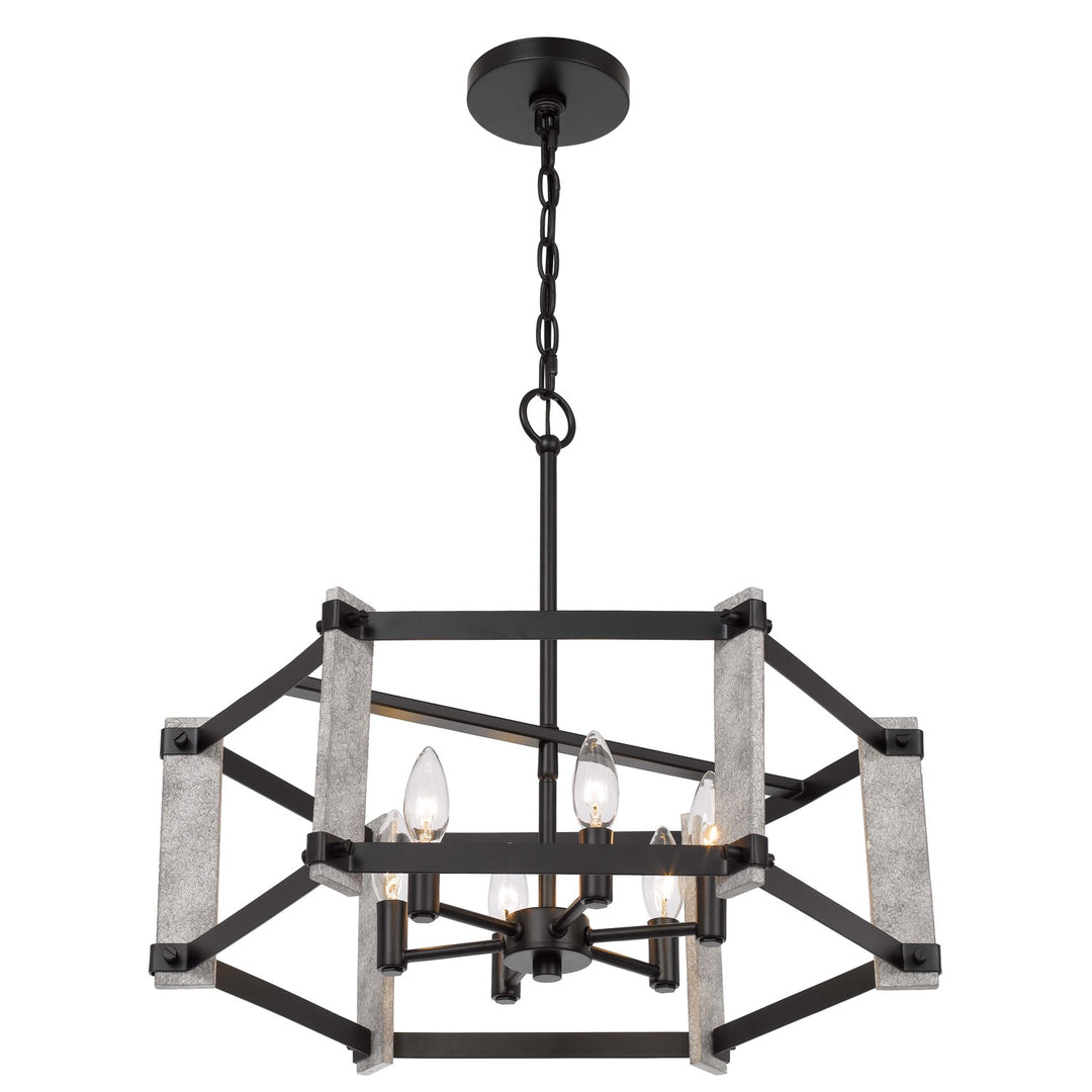 60W X 6  Hammered Metal Chandelier