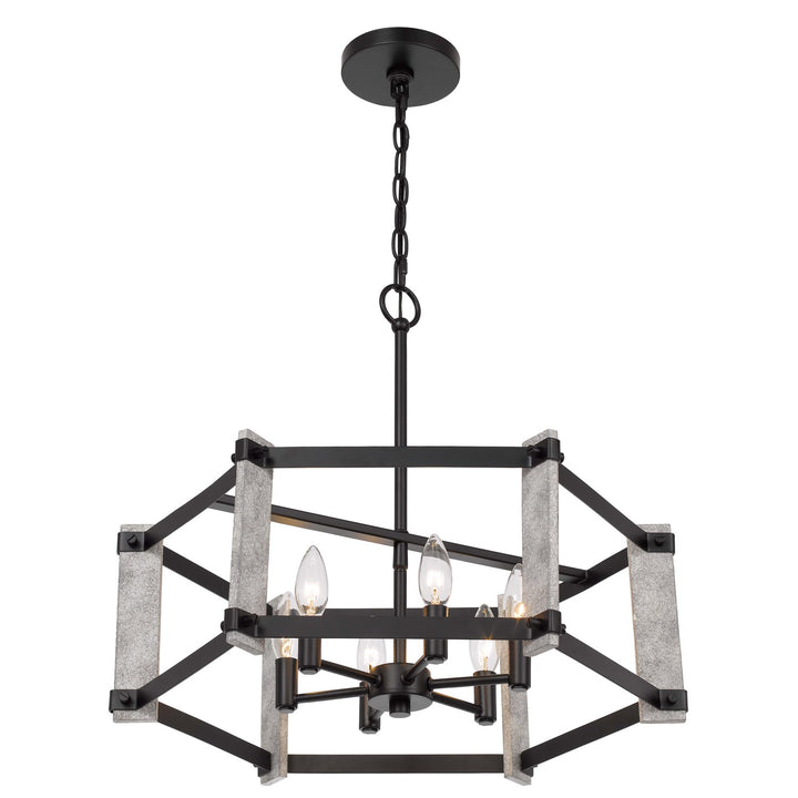 60W X 6  Hammered Metal Chandelier