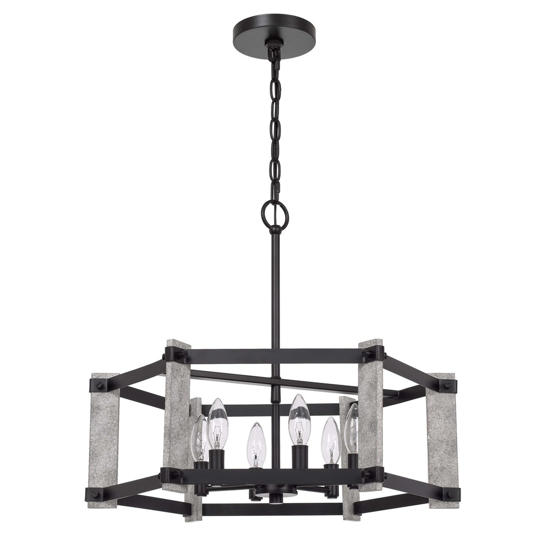 60W X 6  Hammered Metal Chandelier