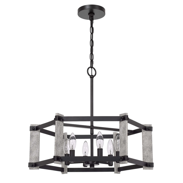 60W X 6  Hammered Metal Chandelier
