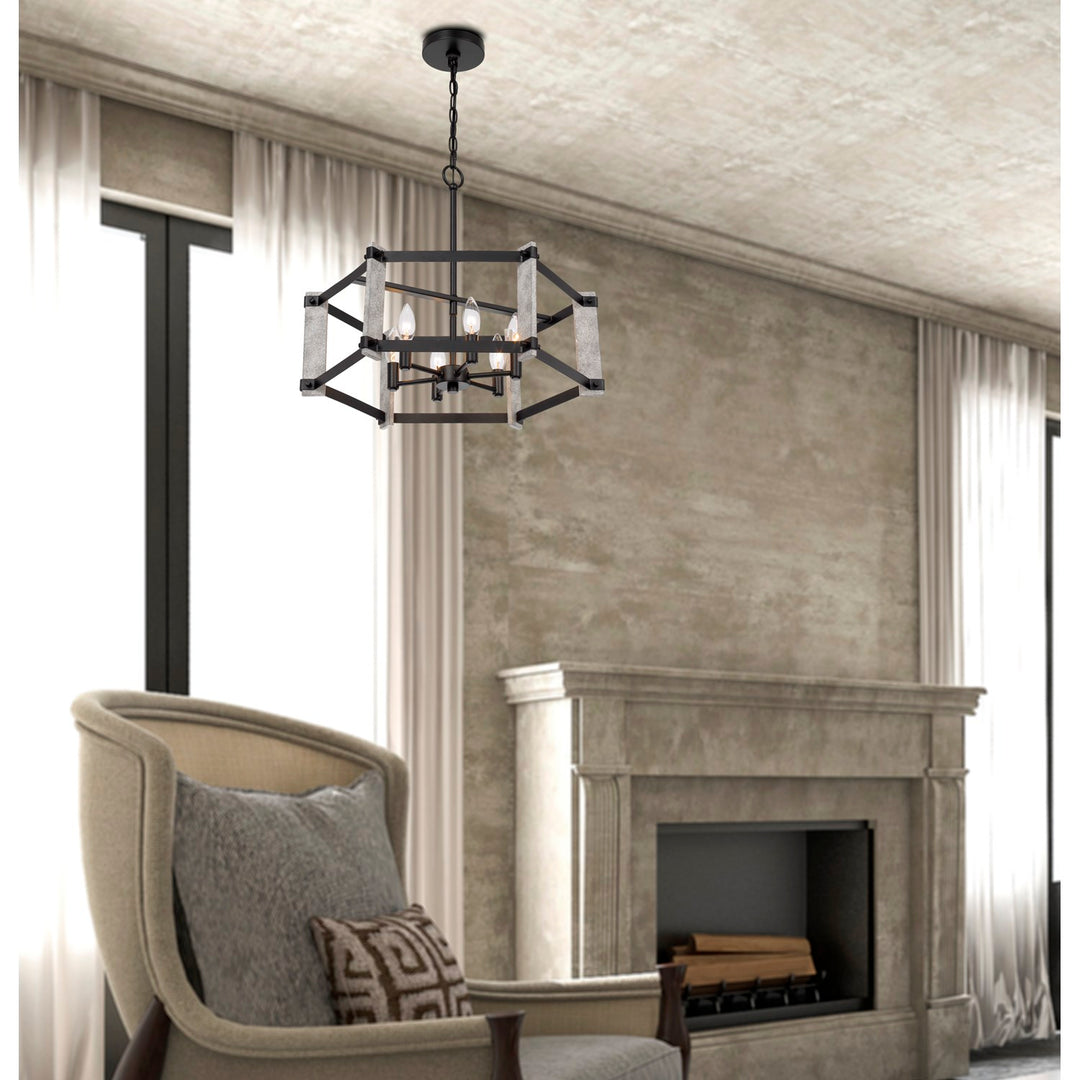 60W X 6  Hammered Metal Chandelier