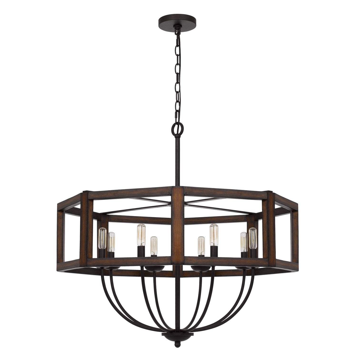 60W X 8  Hexagon Rubber Wood / Metal Chandelier by CAL Lighting