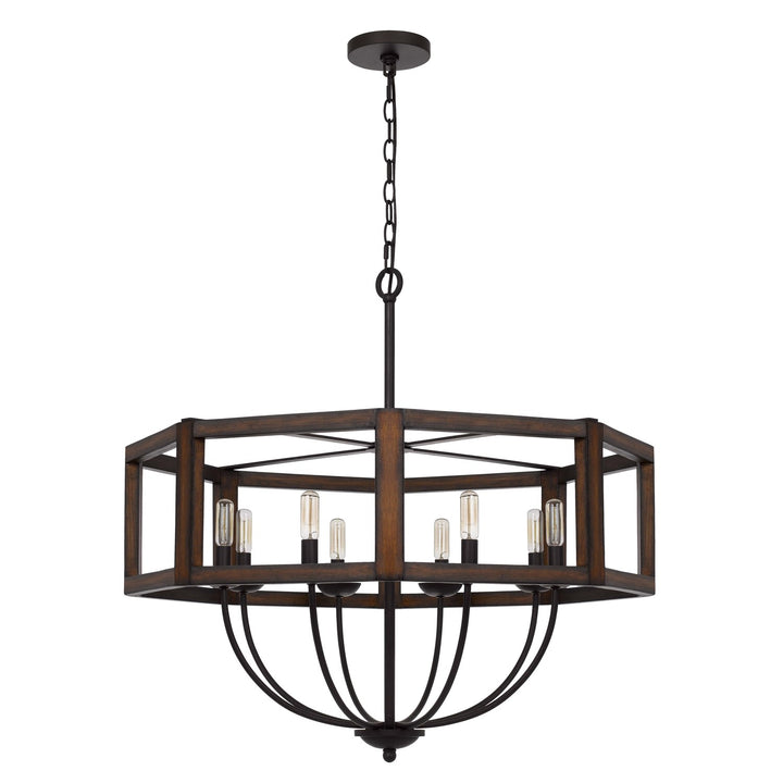 60W X 8  Hexagon Rubber Wood / Metal Chandelier by CAL Lighting
