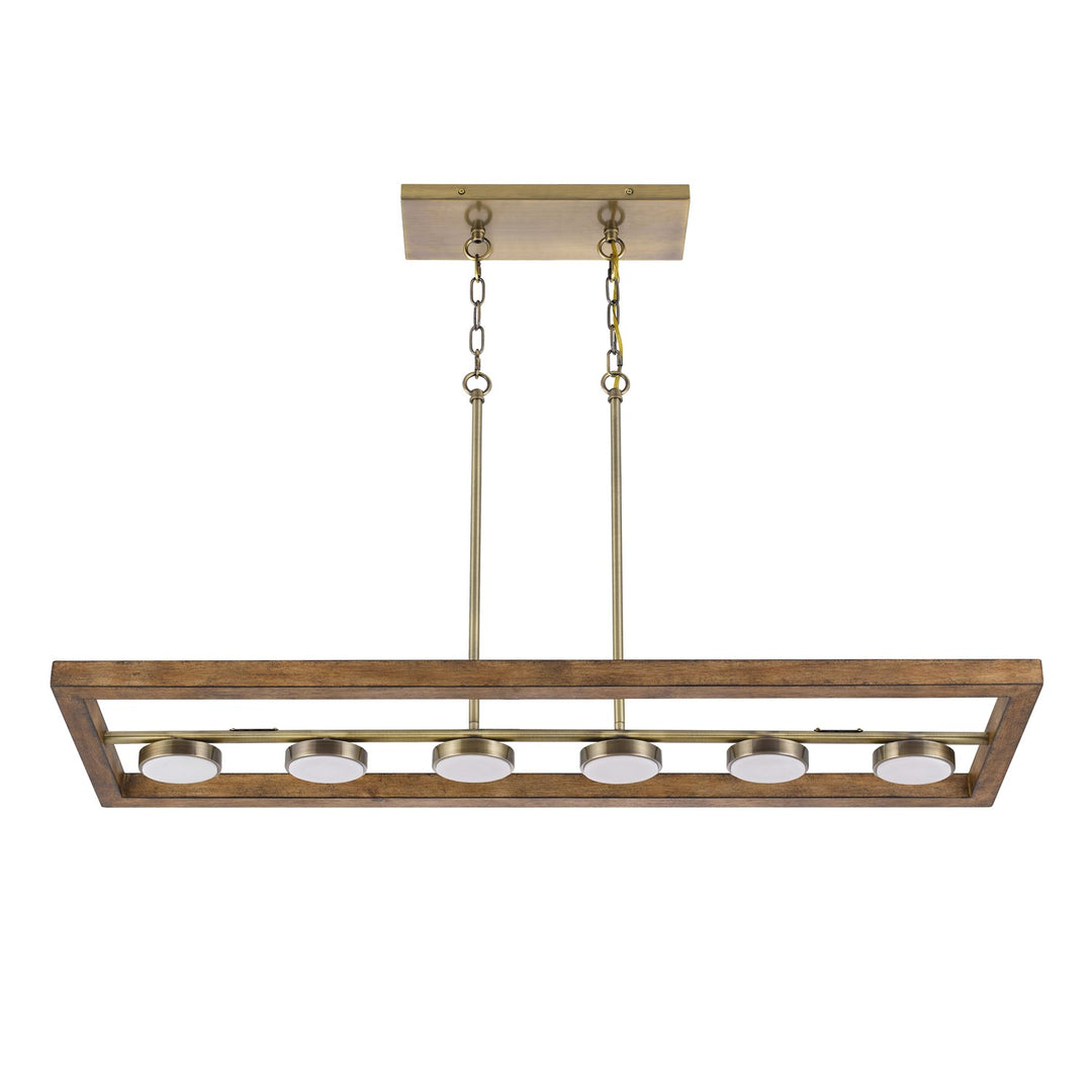 Dimmable Integrated Led Rubber Wood Island Chandelier
