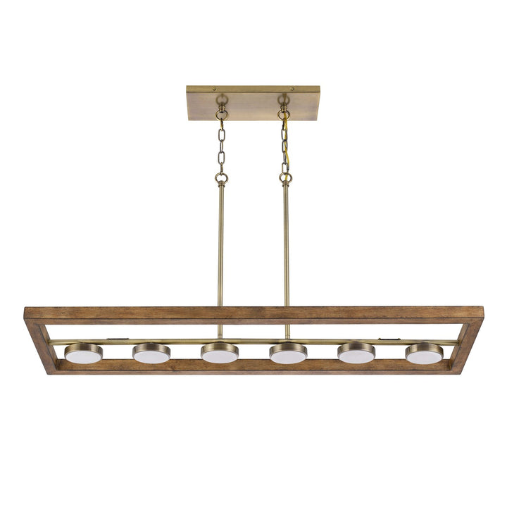 Dimmable Integrated Led Rubber Wood Island Chandelier