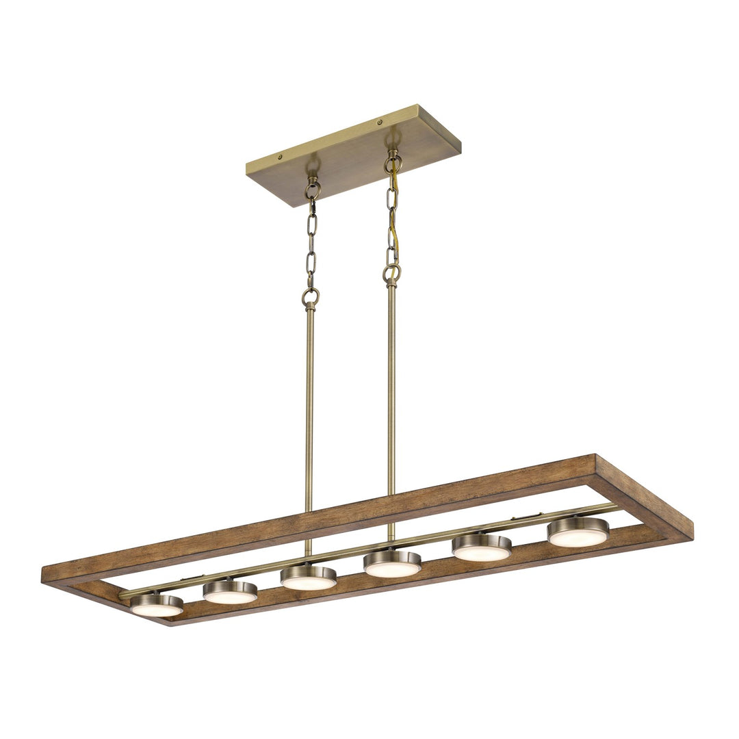 Dimmable Integrated Led Rubber Wood Island Chandelier