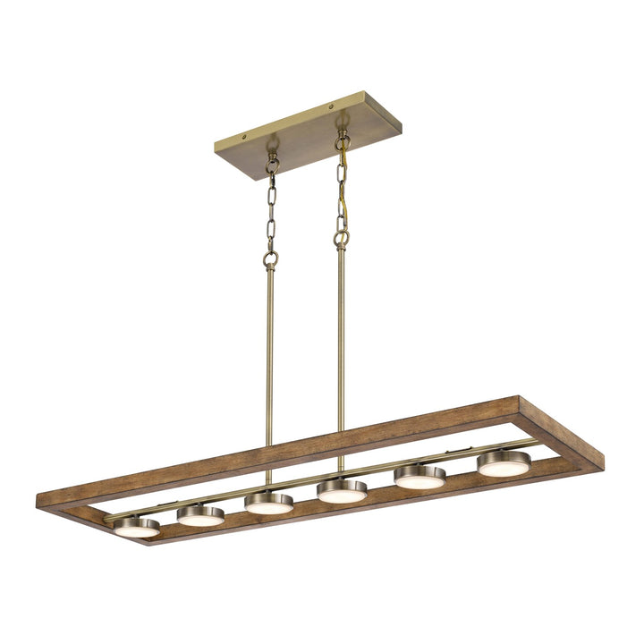 Dimmable Integrated Led Rubber Wood Island Chandelier