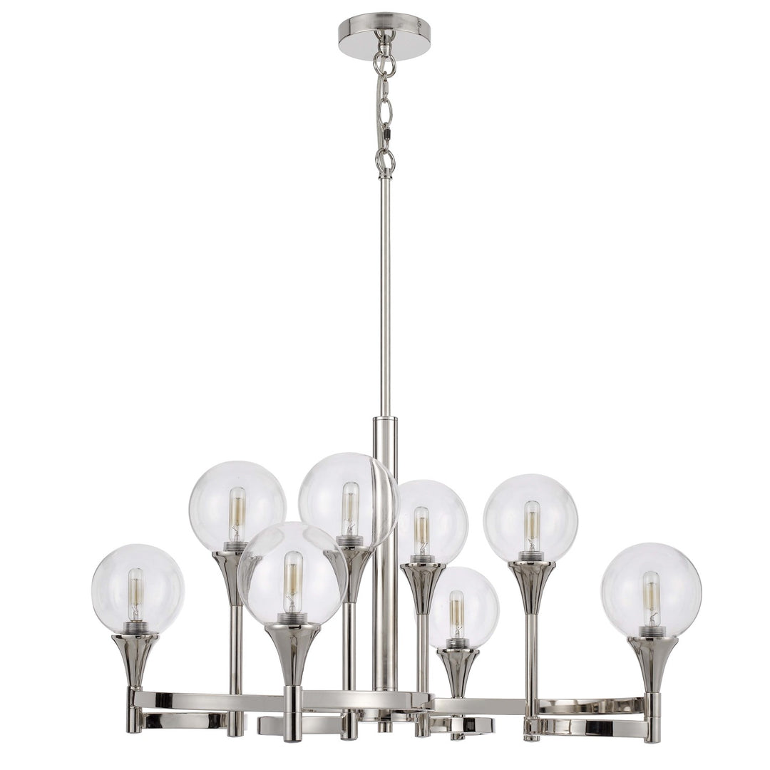 15W X 8  Metal Chandelier And Clear Round Glass Shades by CAL Lighting