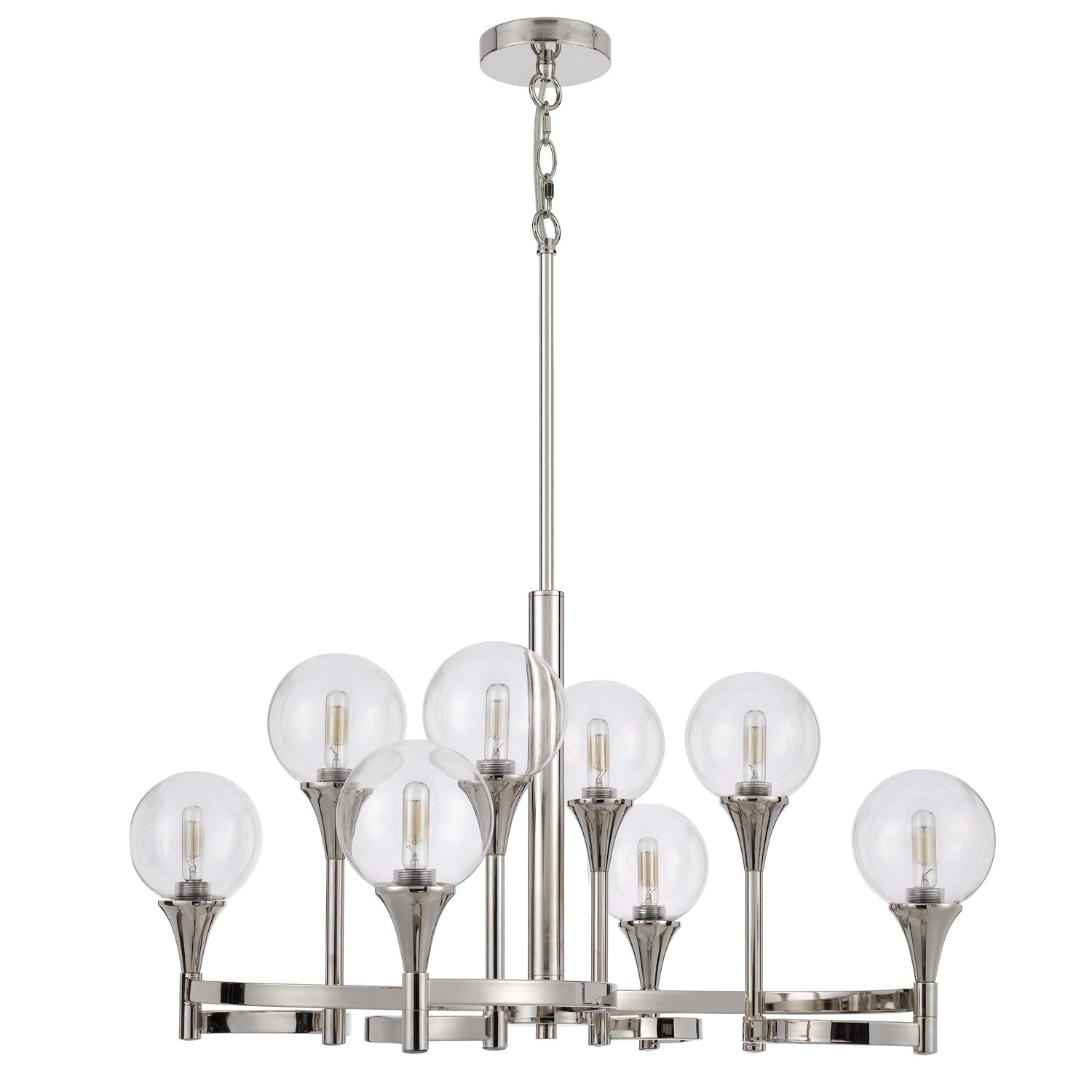 15W X 8  Metal Chandelier And Clear Round Glass Shades by CAL Lighting