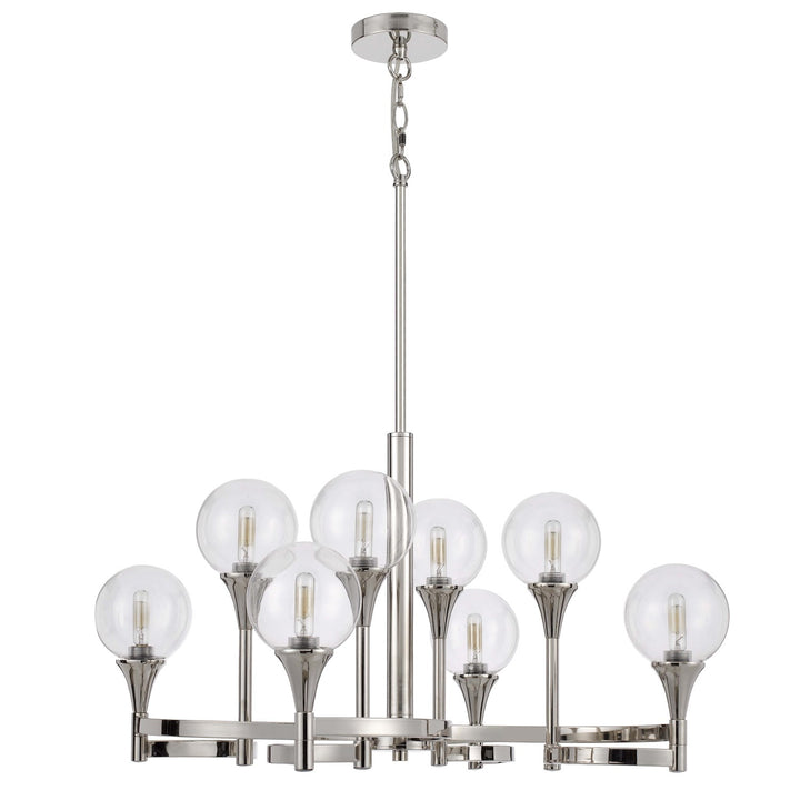15W X 8  Metal Chandelier And Clear Round Glass Shades by CAL Lighting