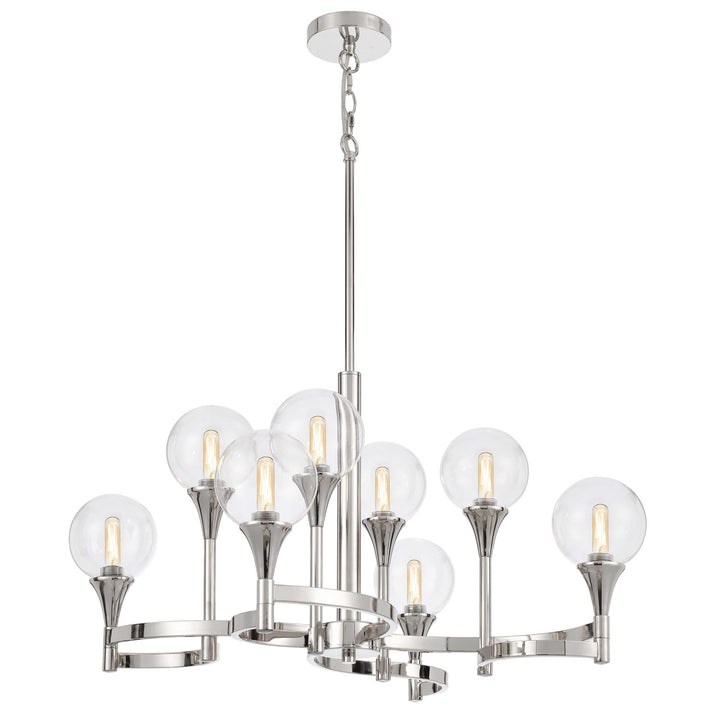 15W X 8  Metal Chandelier And Clear Round Glass Shades