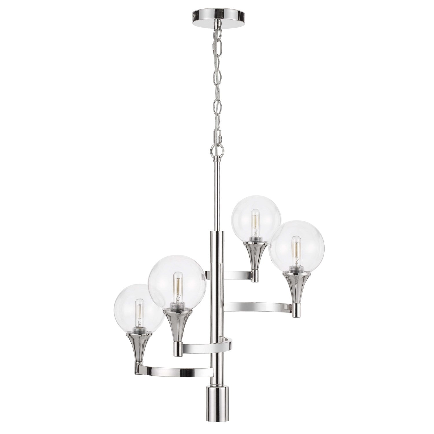 Metal Chandelier With A 3K Led 6W Down Light Clear Round Glass Shades by CAL Lighting