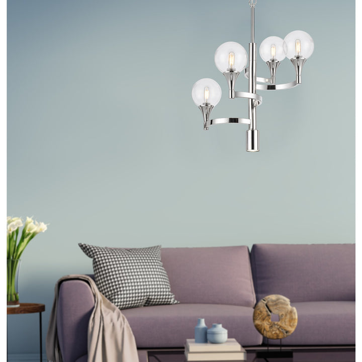 Metal Chandelier With A 3K Led 6W Down Light Clear Round Glass Shades
