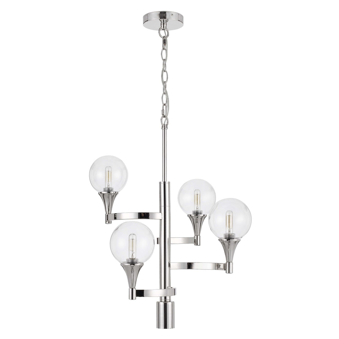 Metal Chandelier With A 3K Led 6W Down Light Clear Round Glass Shades