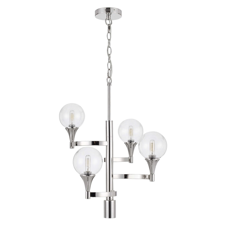 Metal Chandelier With A 3K Led 6W Down Light Clear Round Glass Shades