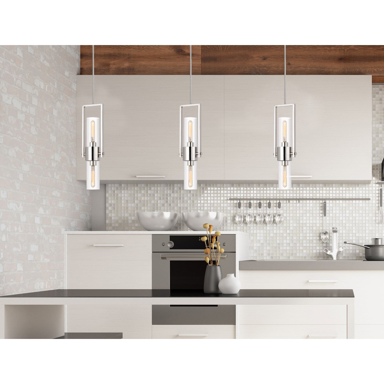 60W  Metal Pendant With Clear Glass Shade