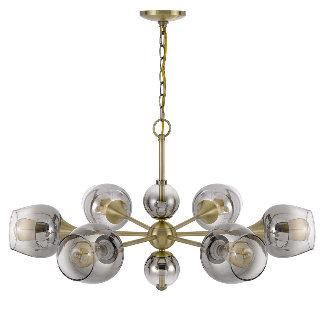 60W X 6  Metal Chandelier With Electoral Plated Smoked Glass Shades by CAL Lighting