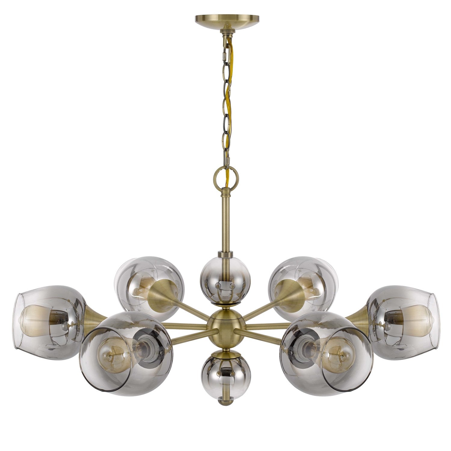 60W X 6  Metal Chandelier With Electoral Plated Smoked Glass Shades by CAL Lighting