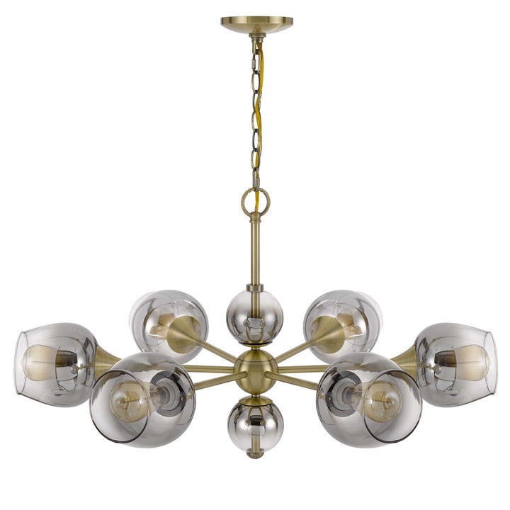60W X 6  Metal Chandelier With Electoral Plated Smoked Glass Shades by CAL Lighting
