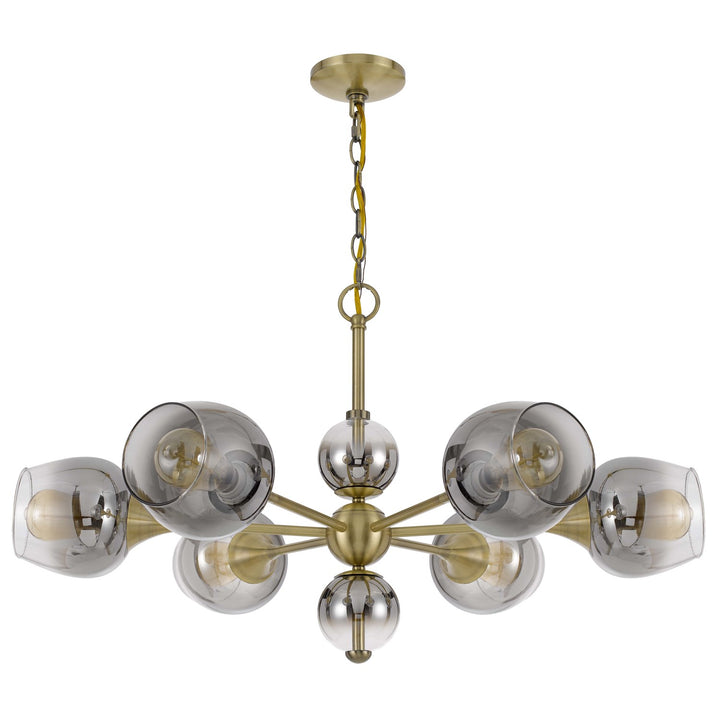 60W X 6  Metal Chandelier With Electoral Plated Smoked Glass Shades