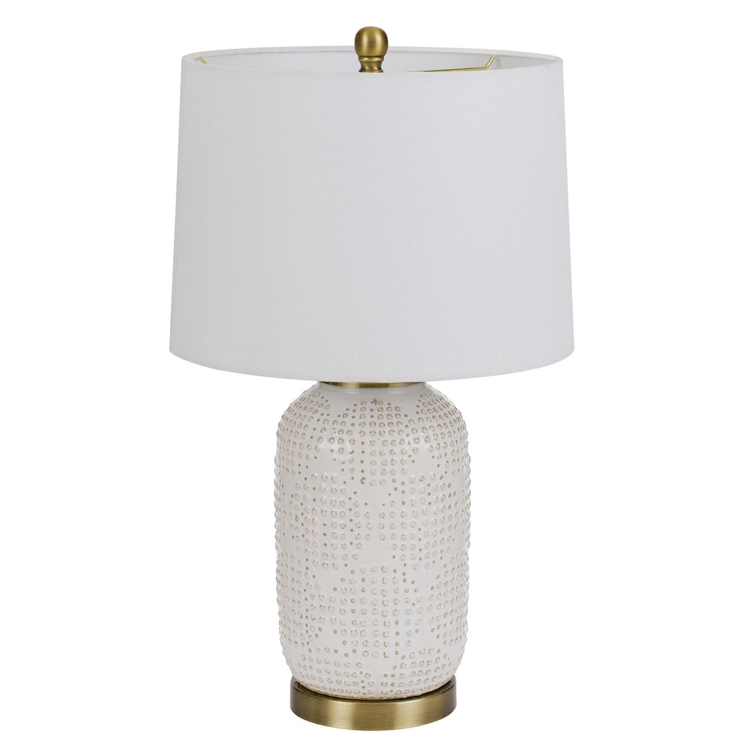 150W 3 Way  Ceramic Table Lamp With Hardback Fabric Shade