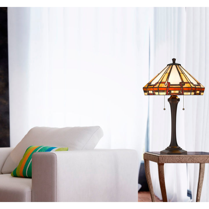 60W X 2  Table Lamp With Pull Chain Switch With Resin Lamp Body