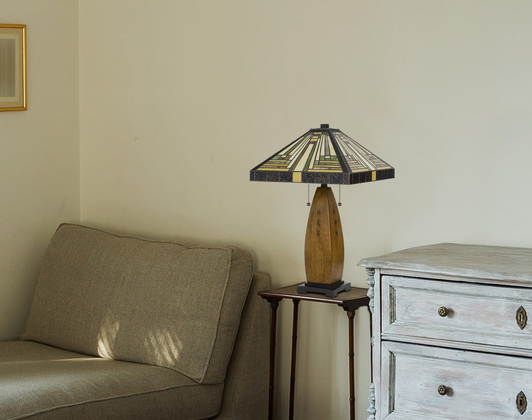60W X 2  Table Lamp With Pull Chain Switch With Resin Lamp Body
