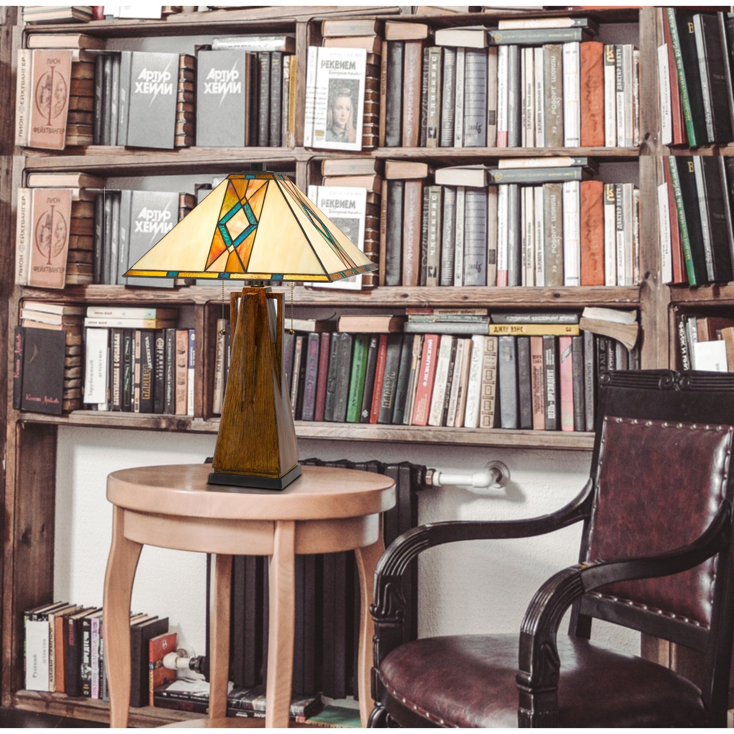 60W X 2  Table Lamp With Pull Chain Switch With Resin Lamp Body