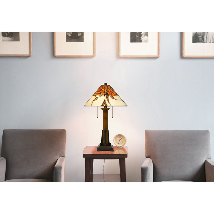 60W X 2  Table Lamp With Pull Chain Switch With Resin Lamp Body