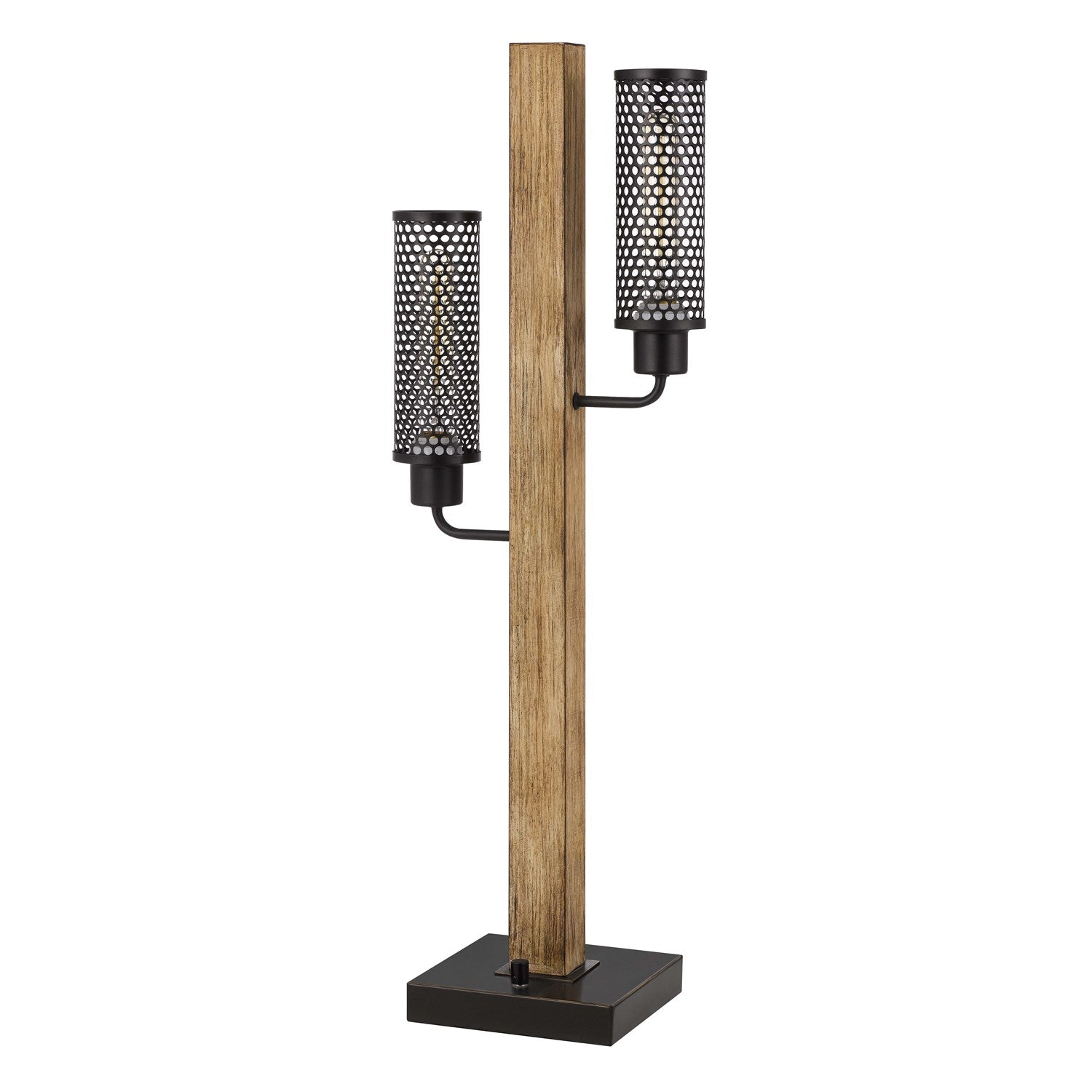 Lantern Style Rubber Wood / Metal Table Lamp With Mesh Metal Shades by CAL Lighting