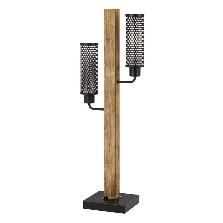 Lantern Style Rubber Wood / Metal Table Lamp With Mesh Metal Shades by CAL Lighting
