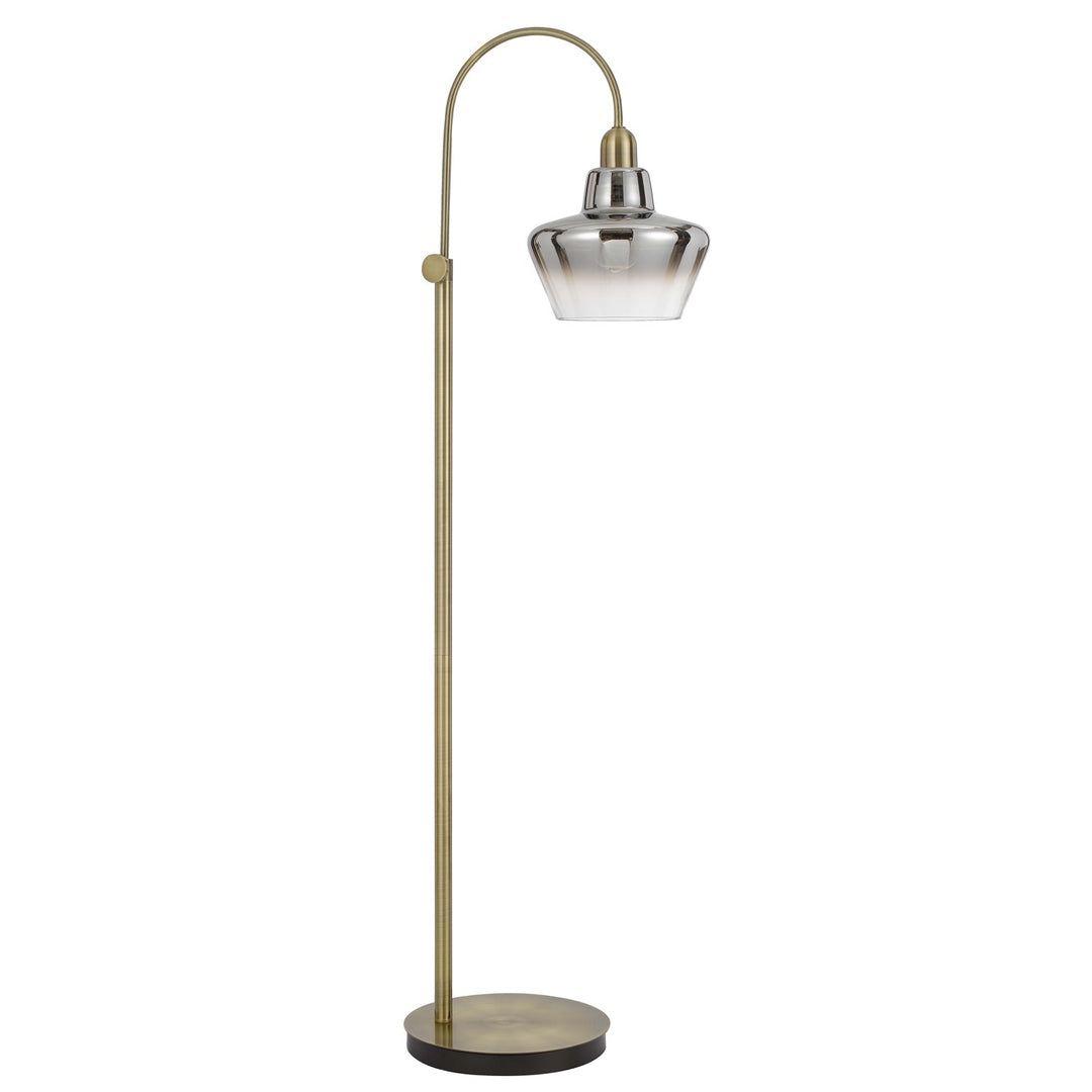 40W  Metal Arc Floor Lamp With Electoral Plated Smoked Glass Shade