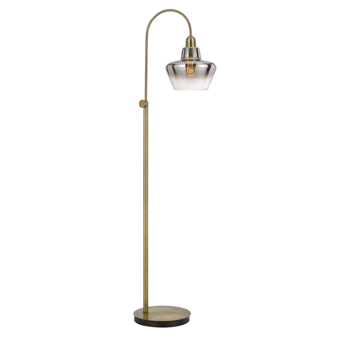 40W  Metal Arc Floor Lamp With Electoral Plated Smoked Glass Shade