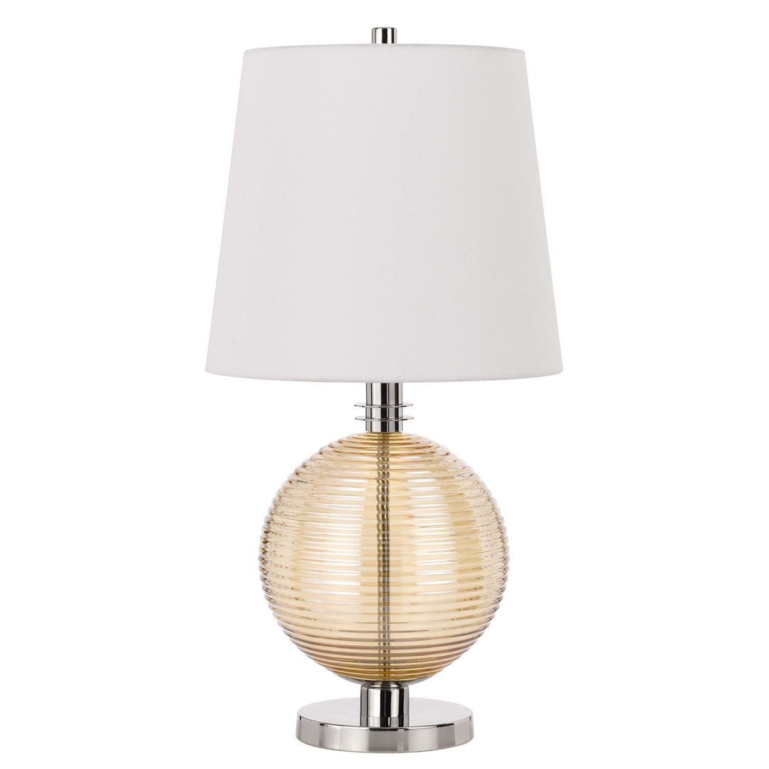 150W 3 Way  Glass Table Lamp With Hardback Fabric Shade by CAL Lighting