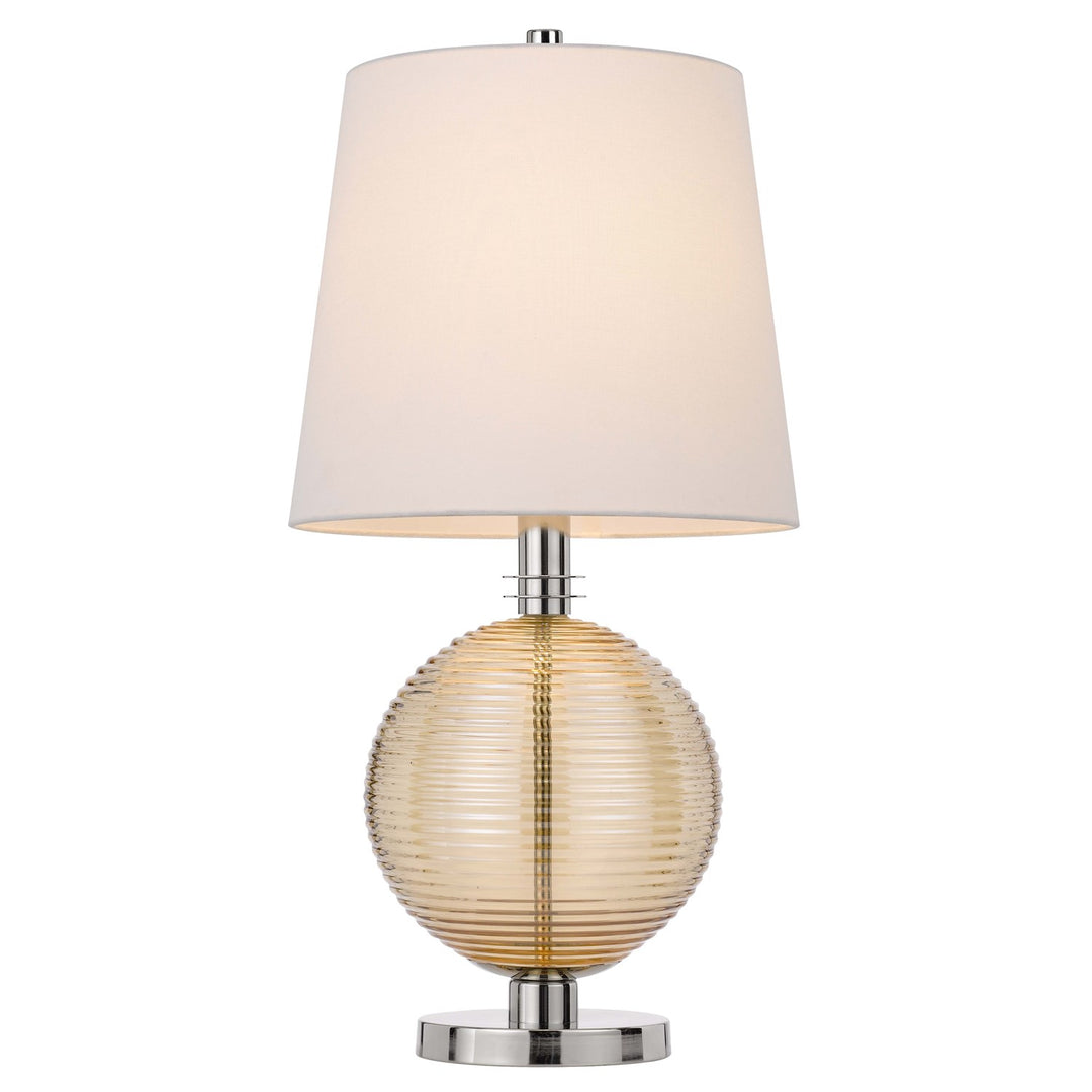 150W 3 Way  Glass Table Lamp With Hardback Fabric Shade