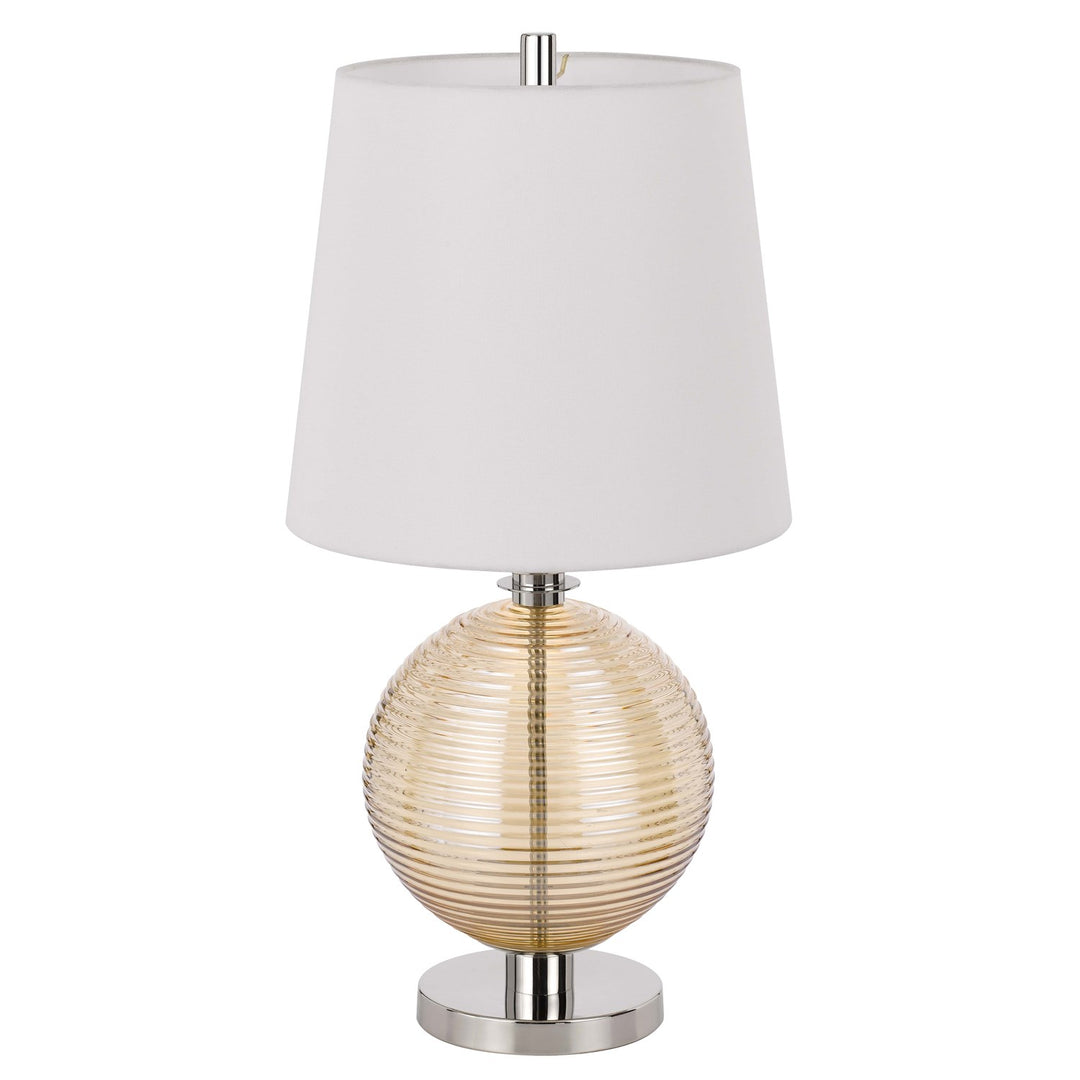 150W 3 Way  Glass Table Lamp With Hardback Fabric Shade