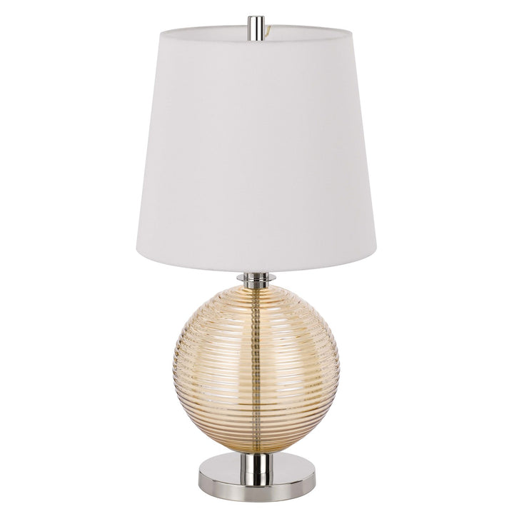 150W 3 Way  Glass Table Lamp With Hardback Fabric Shade