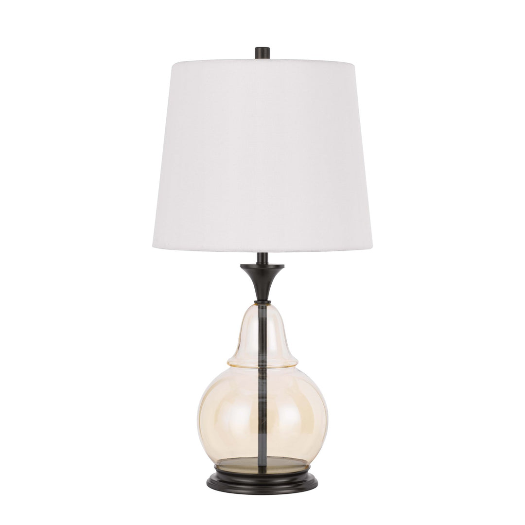 150W 3 Way  Glass Table Lamp With Hardback Fabric Shade by CAL Lighting