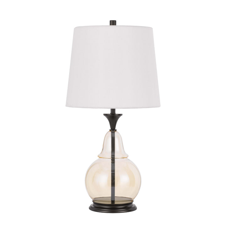 150W 3 Way  Glass Table Lamp With Hardback Fabric Shade by CAL Lighting