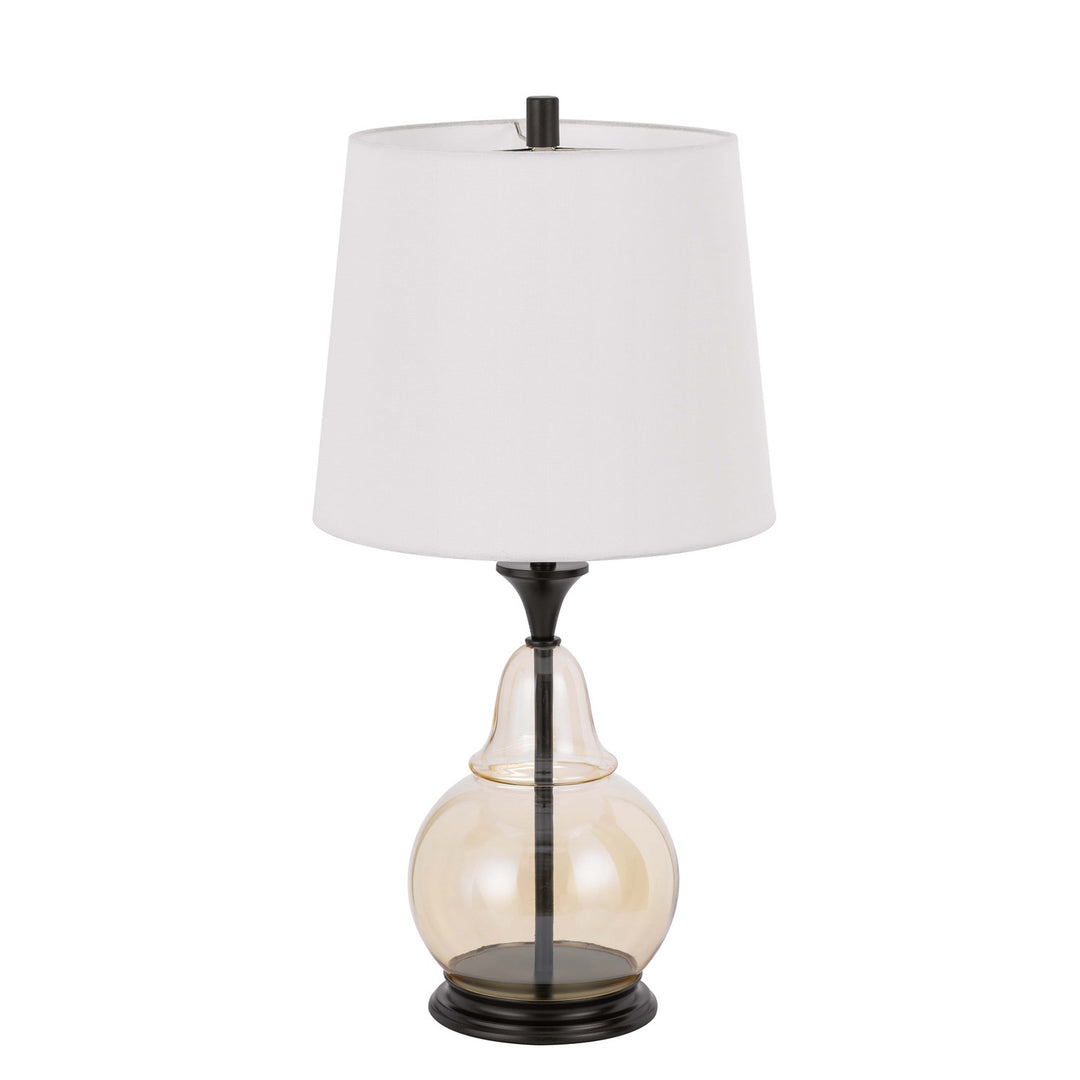 150W 3 Way  Glass Table Lamp With Hardback Fabric Shade
