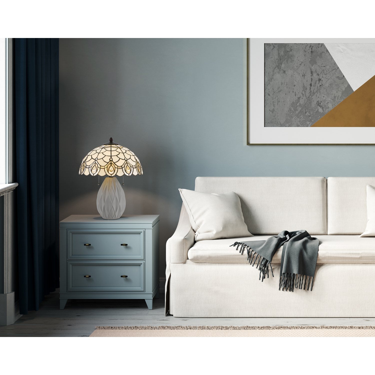 60W X 2  Table Lamp With Pull Chain Switch And Resin Lamp Body