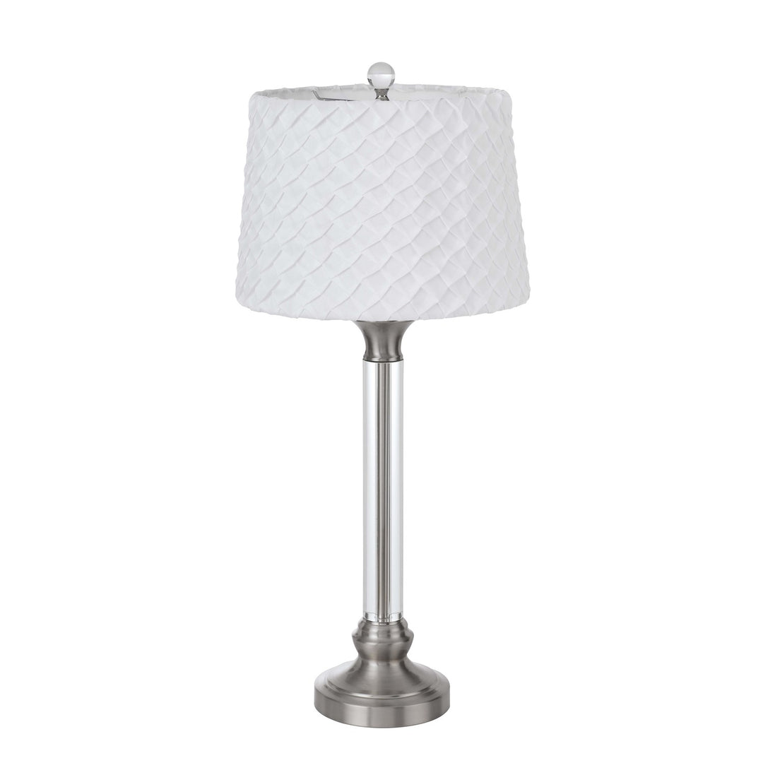 150W 3 Way  Crystal/Metal Table Lamp With Pleated Hardback Shade