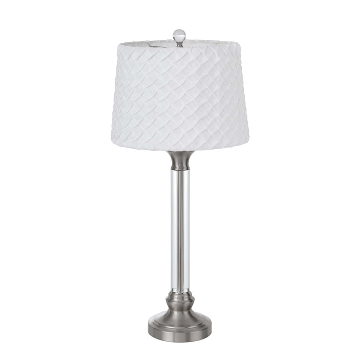 150W 3 Way  Crystal/Metal Table Lamp With Pleated Hardback Shade