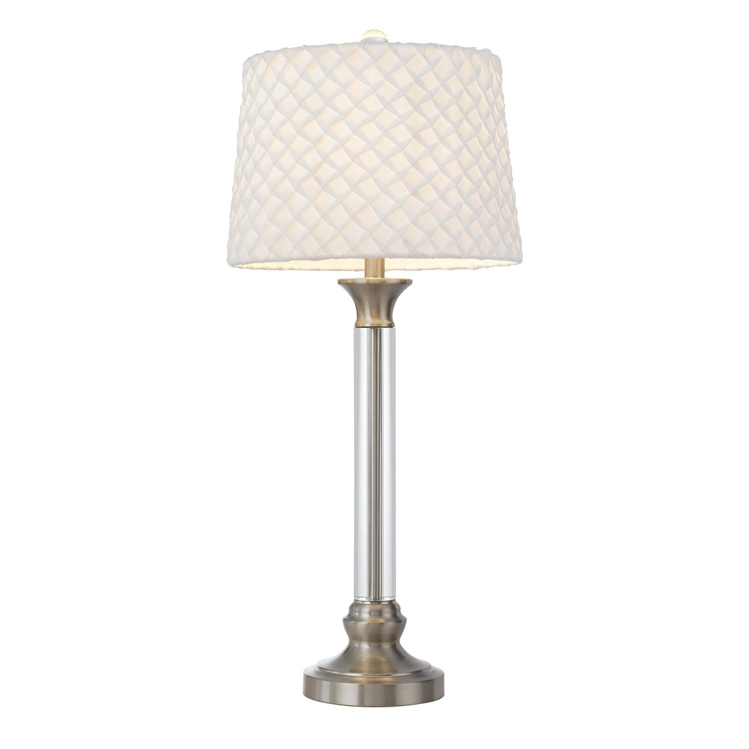 150W 3 Way  Crystal/Metal Table Lamp With Pleated Hardback Shade